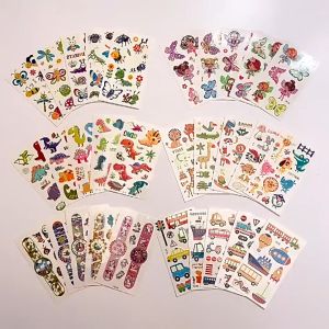 Pelekat Tatu Kartun Kanak Kanak Glow In The Dark Kalis Air Mudah Ditanggalkan 5 Pcs/Set Kids Fake Tattoo Sticker Glow In Dark Washable Waterproof Animal Dinosaur Mermaid Sticker 宝宝卡通夜光纹身贴防水贴纸 A711