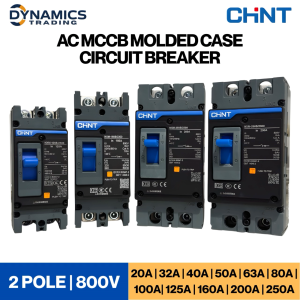 CHINT AC MCCB Molded Case Circuit Breaker NXM-63S/2300 2 Pole Rate Current 20A 32A 40A 50A 63A 80A 100A 125A 160A 200A 250A 50Hz/60Hz 800V