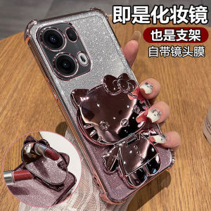 Oppo Reno13 pro Silicone Case Female Version with Mirror Stand Full Cover Protection Anti-Fall Soft Transparent PKM110