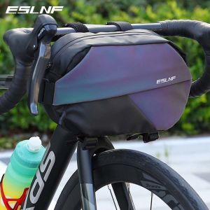 ESLNF Bicycle Reflective Bag Dazzling Bags Frame Pannier Bag Multifunction Outdoors Portable Shoulder Bag Bike Accessorie