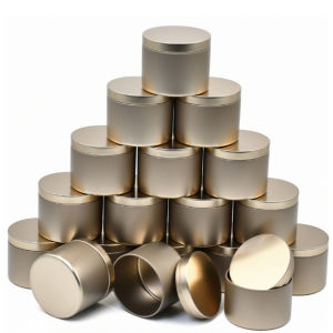 24pcs Champagne Golden 4oz/8oz Metal Candle Jars with Lid - Perfect for DIY Crafts Storage and Holiday Gifts