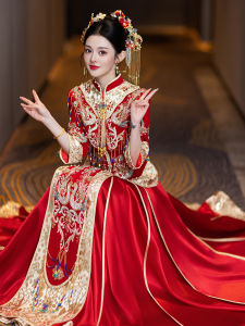 Elegant Traditional Chinese Wedding Dress Heavy Embroidery New Bride Gown for Marriage Ceremony And Wedding Reception