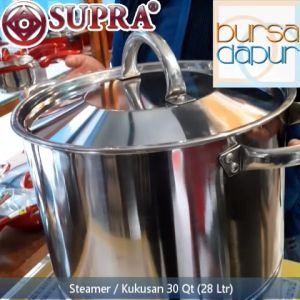 Supra Stainless Steel Stockpot 30 qt + Steamer Plate / Panci Langseng - Kukusan