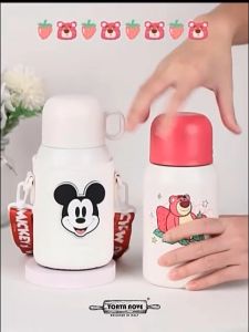 Botol minum Disney Sedot teguk 500 mg tali Tumbler Tahan panas dingin Original Thermos SS 316