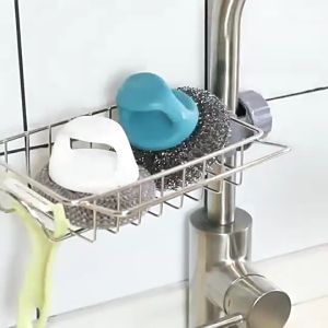 Kệ inox để đồ rửa chén - Giá treo vòi rửa bát inox - Khay đựng xà phòng nhà bếp phòng tắm thông minh