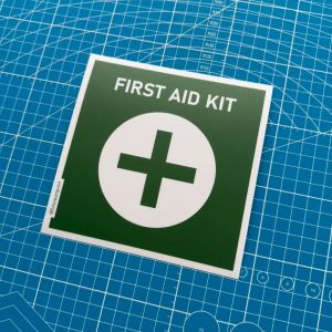 First Aid Kit. Premium Sticker Sign Notice Signage. Peti Kecemasan Pertolongan Cemas.