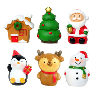 Cartoon Christmas Tree Snowman Santa Claus Micro Landscape Resin Decoration Ornaments Dollhouse Cute Xmas Gift Box Decor