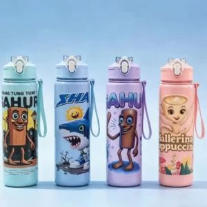 New Shan Hai Jing Series Cartoon Straw Cup Large-capacity Portable Plastic Water Cup 750ml Outdoor Sport Water Mug