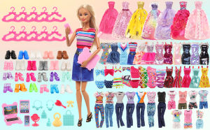 Barwa Fashion Style 59 Pieces=12 Dresses4 Top+Pants3 SwimwearLight Pink Computer Three Piece Set34 Other Accessories Clothes for 11.5 Inch Girl Doll Best Birthday Gift