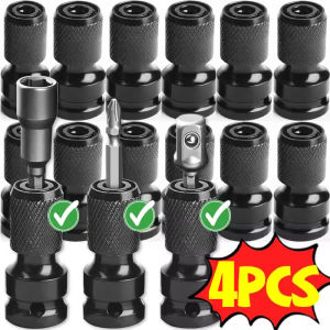 4Pcs Universal Conversion Head for Electric Wrench Metal Impact Socket Adapter 1/2" Square Drive To 1/4" Hex Converter Chuck