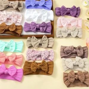 AODUOYAYA 3Pcs/set Bow Baby Headbands Solid Color Girl Hair Accessories Cute Girls Princess Bow Newborn Gift