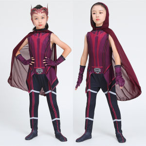 Halloween Witch Heroine Costume Set Childrens Role-playing Girls Red Witch Outfit Polyester Material Spring Online Sales