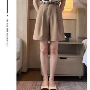 กางเกงขายาวผ้าชีฟองไหมน้ำแข็งสำหรับผู้หญิงในช่วงฤดูร้อน กางเกงขายาวทรงหลวมเอวสูง 5 นิ้ว สไตล์ฮ่องกง กางเกงขายาวลำลอง