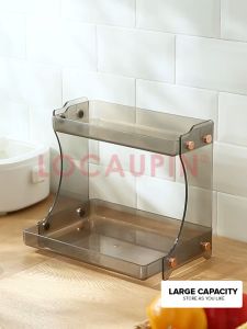 Multi-functional Acrylic Double Layer Shelf Rack Creative Removable Bathroom Cosmetic Shelf Storage Desktop Organizer for Skincare Makeup and Toiletries