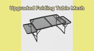 Portable Folding Camping Table Mesh Top Aluminum Outdoor Picnic Table Adjustable Height with Side Wings and Storage Bag for BBQ Camping