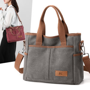 New 2024 Large Capacity Canvas Tote Bag Womens Casual Commuter Single Shoulder Bag Versatile Crossbody Bag Handbag