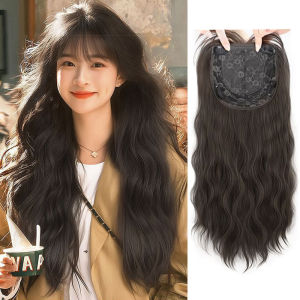 Womens Full Head Wig Natural Loose Long Hair Block High Hairline Simulation Hair Increase Hair Volume Protein Silk Hair