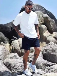 PAZHAOLANG | Oversized Premium Cotton White Short Sleeve T Shirt