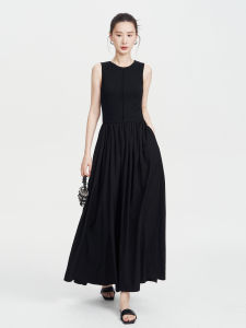 Black Sleeveless Slimming Knit Patchwork Dress