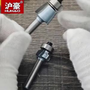HUHAO | Dao Bào Cạnh Vát HUHAO 1/4 Inch Đầu Cắt Bằng Thép Cacbua Có Bạc Đạn Dùng Cho Chế Tác Gỗ Tạo Cạnh Vát Dụng Cụ CNC Gỗ