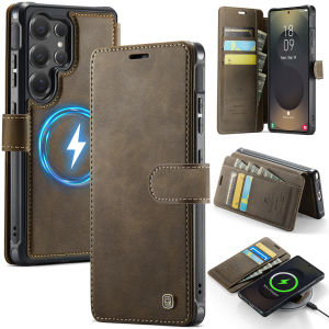 szhaiyu | For Magsafe Card Slot Holder Flip Cover For Samsung Galaxy S26 Ultra S25 Edge S24 FE Plus Magnetic PU Leather Wallet Phone Case