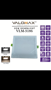 [Special Offer] VALOMAX VLM-3186 LED Downlight 20W 6" Square Recessed Light Lampu