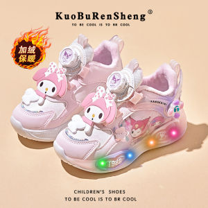Princess Glowing Waterproof Girls Sports Shoes Mesh up Sneakers Rotation Buckle Lightweight Anti-slip Rubber Bottom Kids Footwear