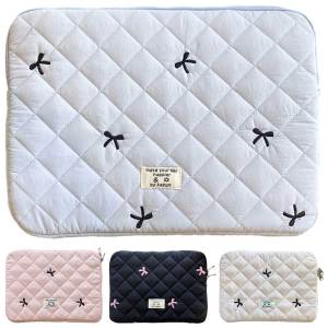Premium Quilted Laptop Bag for 11/13/15 Inch Devices with Bow Pattern Water-Resistant and Shockproof Computer Cover