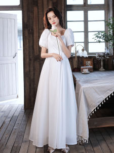 Stunning White Evening Gown Womens High-End plus Size Host Year End Adult Ceremony Art Exam Gown Skirt Luxury Floor-Length