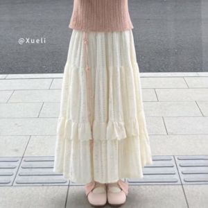 XUECAIQI | Youthful Korean Style Pink Layered Top Skirt Set