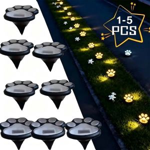 1/5Pcs LED Dog Paw Print Solar Light Outdoor LED Solar Waterproof Puppy Cat Paw Print Light Path Lawn Lamp for Home Garden Decor