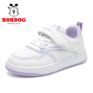 Bobdog Girls Spring Autumn Style Sport Shoes Versatile White Sneakers Anti-Slip Magic Tape Closure Comfortable All-Season Footwear