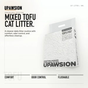 UPawsion Mixed Tofu Cat Litter with Nano Odor Control & Coconut Carbon | Flushable & Dust-Free