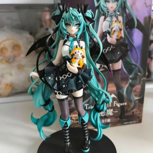 Bandai | 19CM Anime Hatsune Miku Little Devil Raccoon Kawaii PVC Action Figure Model Toy Desktop Decoration Cute Holiday Gift