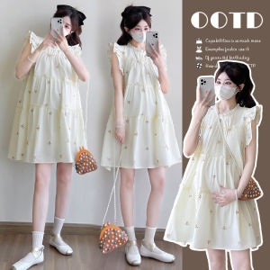 Maternity Loose Flutter Sleeve Dress