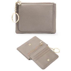 Short Genuine Cowhide Leather Wallet Coin Purse Zipper Closure Business OL Style Horizontal Shape for Women Youth Lido Pattern