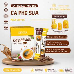 Cà phê Sữa 3in1 KINKA - Cafe hòa tan - Hôp 10 gói 180g