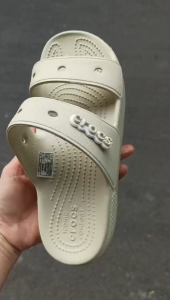 Dép 2 quai ngang cross Band Classic chuẩn xịn đúc liền khối màu kem TẶNG 10 STIC