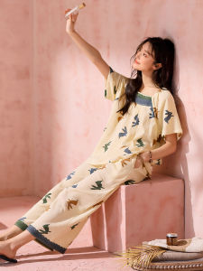 Summer Cartoon Sweet Cotton Gauze Lightweight Loose-fitting Pajama Set