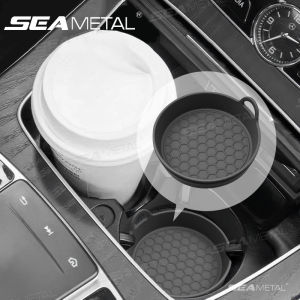SEAMETAL 2Pcs Car Coaster Water Cup Holder Silicone Non-slip Drink Cup Mat Waterproof