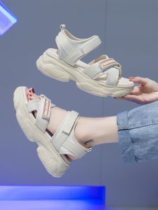 Sporty Casual Sandals Womens Summer New Beach Thick Bottom High Heel Soft Bottom Sandals Fashionable Roman Style Flat Heels