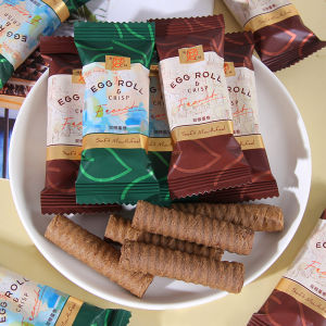 Mokcoke Double Root Magma Egg Roll Chocolate Flavor Wedding Candy Snacks Traditional Chinese Sweet Biscuit 500g Bag