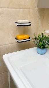 LOVIDA MALAYSIA 1/2 Layer Wall Mounted Soap Holder Home Bathroom Kitchen Soap Drain Box Shower Soap Rack Storage Holder Bekas Sabun 肥皂盒