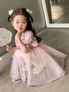 ฤดูร้อน เจ้าหญิง เดรส สําหรับเด็กผู้หญิง เด็กทารก เครื่องแต่งกายโบราณดัดแปลงสไตล์จีน ผ้าทูลล์ กระโปรง หวาน เจ้าหญิงเทพนิยายของเด็กผู้หญิง ชุดราตรี