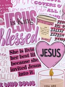 50pcs Pink Bible Jesus Stickers Pack Motivational Stickers For Water Bottle Vinyl Quote Stickers Affirmation Positive Stickers