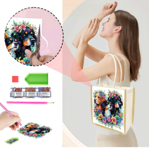 other | 1 Piece of Diamond Painting tote bag puppy Pattern canvas Material Interchangeable Pattern Suitable for daily use or gifts