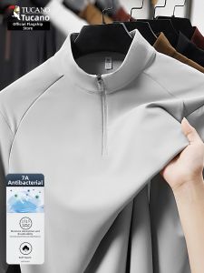 TUCANO | Luxury Partial Zip Polo Shirt for Men Long Sleeve