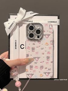 Ốp Lưng Silicon Hình Mèo Cho Apple 16ProMax 15 17 pro Dễ Thương Có Dây Đeo Toàn Diện Có Thiết Kế Hình Trái Tim Và Thiên Thần