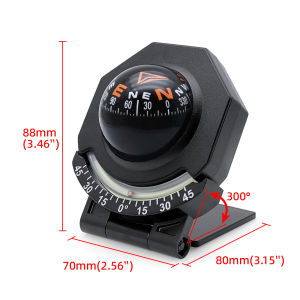 RYSJM | Car Dashboard Compass With Slope Meter 2-In-1 Guide Ball High Precision Navigation Car Mount Compass for Vehicle Boat Foldable