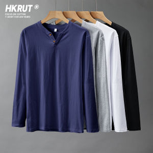 HKRUT | Fall Pure Cotton V-Neck Long Sleeve T-Shirt